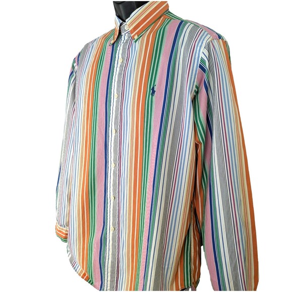 Ralph Lauren Classic Fit 100% Cotton Men's MED Striped Button Down Shirt - Picture 3 of 7